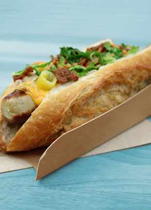 Θήκη Take Away Hot Dog 17,5 x 5 x 3,5 cm σε Kraft Χρώμα | 50 Τεμάχια / Πακέτο