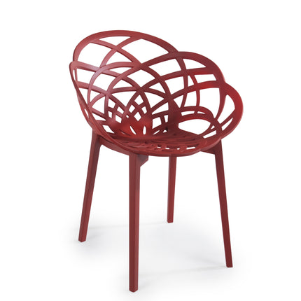 Armchair Polycarbonate Dark Red | 59 x 60 x 83 cm